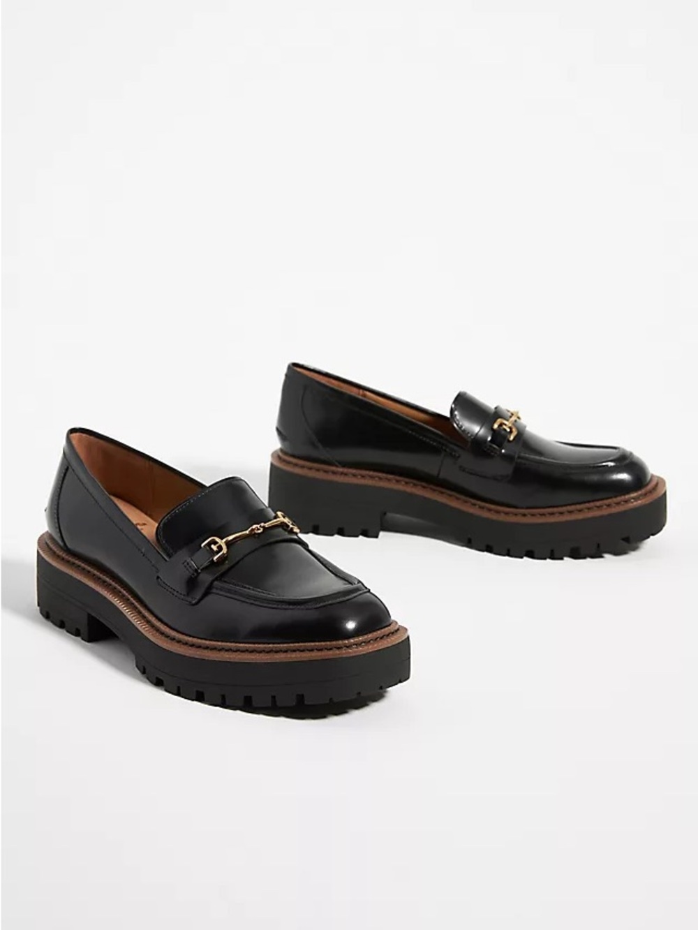 Sam Edelman Laurs Leather Lug Sole Loafers In Black